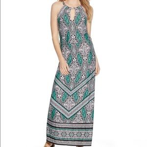 WHBM Sleeveless Blouson Geo Print Maxi Dress